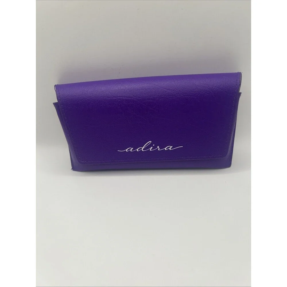 Adira Purple Hard Case for Glasses Faux Leather Flip Top Felt Lined Unisex